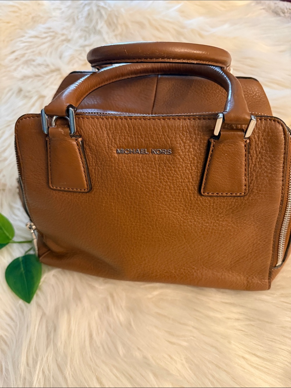 Michael Kors Brown Leather Satchel with Top Handles EUC